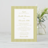 Citrus Green Stripe Classic Wedding Invitation Einladung (Stehend Vorderseite)