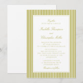 Citrus Green Stripe Classic Wedding Invitation Einladung (Vorne/Hinten)