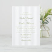Citrus Green Stripe Elegant Wedding Invitation Einladung (Stehend Vorderseite)