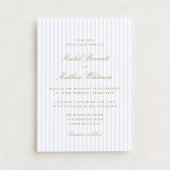 Citrus Green Stripe Elegant Wedding Invitation Einladung