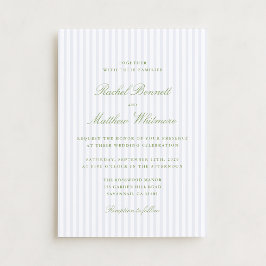Citrus Green Stripe Elegant Wedding Invitation Einladung