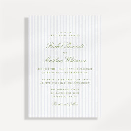 Citrus Green Stripe Elegant Wedding Invitation Einladung