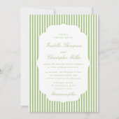 Citrus-Green Striped Elegant Wedding Invitation Einladung (Vorderseite)