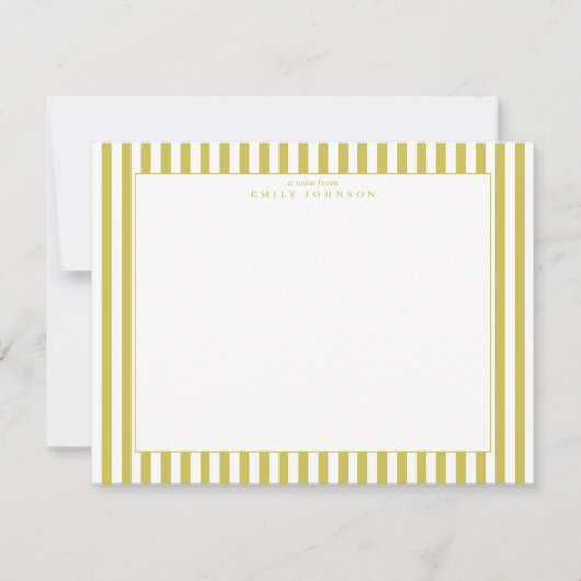 Citrus Green Striped Note Card Einladung (Vorderseite)
