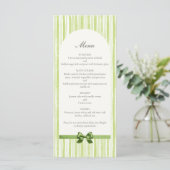 Citrus Green Striped Retro Wedding Menükarte (Stehend Vorderseite)