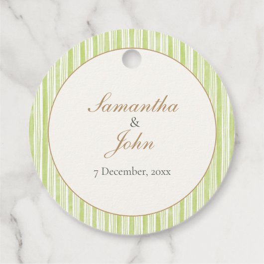 Citrus Green Striped Retro Wedding Thank You Geschenkanhänger (Rückseite)