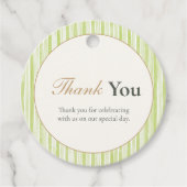 Citrus Green Striped Retro Wedding Thank You Geschenkanhänger (Vorderseite)