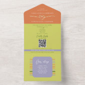 Citrus Green Striped Timeline Wedding All In One Einladung (Innen Boden)