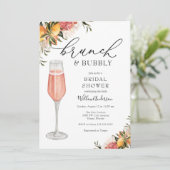 Citrus Greenery Brunch und Bubbly Brautparty Einladung (Stehend Vorderseite)