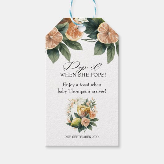 Citrus Greenery | Pop, wenn sie Pop befürwortet Geschenkanhänger (Vorderseite)