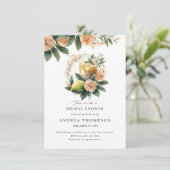 Citrus Greenery | Rosa Brautparty Einladung (Stehend Vorderseite)