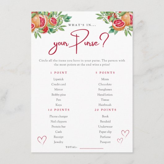 Citrus Greenery | Was ist in deinem Purse Shower G Begleitkarte (Vorderseite)