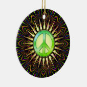 Citrus Groove Peace Sign Psychedelic Mandala Keramik Ornament (Rechts)
