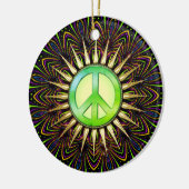 Citrus Groove Peace Sign Psychedelic Mandala Keramik Ornament (Links)