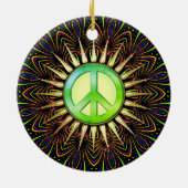 Citrus Groove Peace Sign Psychedelic Mandala Keramik Ornament (Hinten)