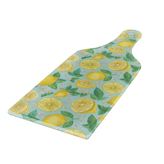 Citrus Grove Tile - Wasserfarbe Zitronen Botanisch Schneidebrett (Ecke)
