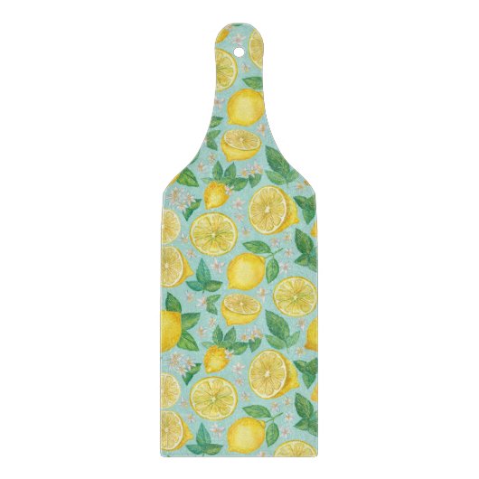 Citrus Grove Tile - Wasserfarbe Zitronen Botanisch Schneidebrett (Vorderseite)