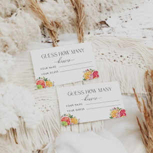 Citrus Guess Wie viele Kisses Bridal Spiel Begleitkarte