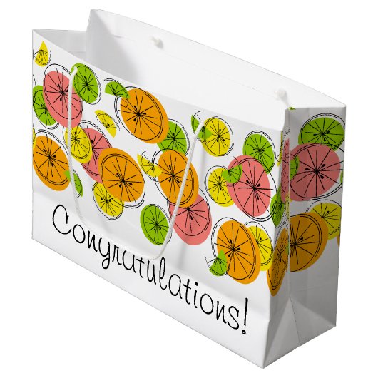Citrus Herzlichen Glückwunsch! Geschenktasche groß Große Geschenktüte (Vorderseite Schrägansicht)