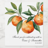 Citrus Hochzeit | Mediterrane Orange Weinetikett (Einzelnes Label)
