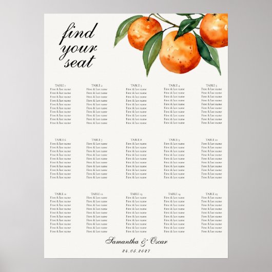 Citrus Hochzeit Mittelmeer Orange Poster (Vorne)