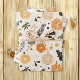 Citrus, Holly and Pine Needles Gemütliche Weihnach Geschenkpapier Set