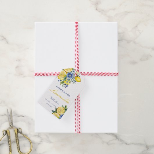 Citrus Homemade Limoncello Lemon Gastgeschenke Hoc Geschenkanhänger (Mit Garn)