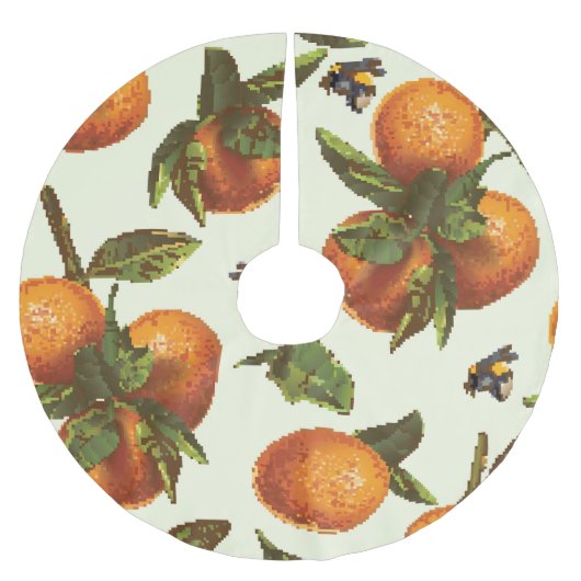 Citrus & Hummeln: Vintag nahtlos Polyester Weihnachtsbaumdecke (Vorderseite)