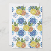 Citrus Italian Blue Tile Modern Chic Brautparty Einladung (Rückseite)
