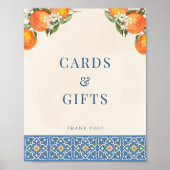 Citrus Italian Blue Tiles Cards Geschenke Schilder (Vorne)