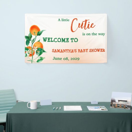 Citrus Kleine Süsse auf dem Weg Orangen Babydusche Banner (Messeveranstaltung)