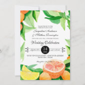Citrus Kumquat Lemons Orange Typografie Leaf Kunst Einladung (Vorderseite)