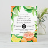 Citrus Kumquat Lemons Orange Typografie Leaf Kunst Einladung (Stehend Vorderseite)