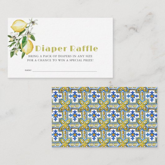 Citrus Lemon Baby Diaper Raffle Ticket Begleitkarte (Vorne/Hinten)