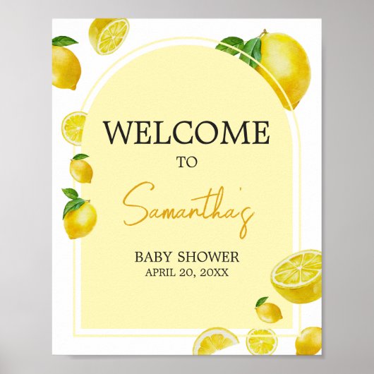 Citrus Lemon Baby Dusche Willkommen Poster (Vorne)