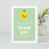 Citrus Lemon Baby Shower Dankeskarte (Stehend Vorderseite)