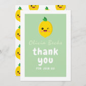 Citrus Lemon Baby Shower Dankeskarte (Vorne/Hinten)