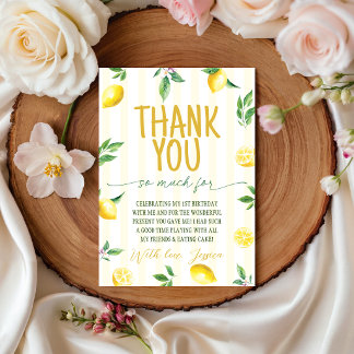 Citrus Lemon Birthday Thank You Card Einladung