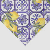 Citrus Lemon Blauer portugiesischer Tile Mittelmee Seidenpapier (Detail)