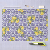 Citrus Lemon Blauer portugiesischer Tile Mittelmee Seidenpapier (Handwerk)