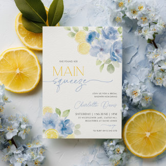 Citrus Lemon Blue Brautparty Einladung