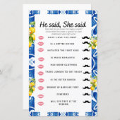 Citrus Lemon Blue Tile Brautparty Game (Vorne/Hinten)