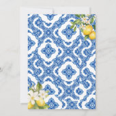 Citrus Lemon Blue Tile Bridal Dusche Einladung (Rückseite)