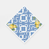 Citrus Lemon Blue Tile Bridal Paper Napkins Serviette (Ecke)