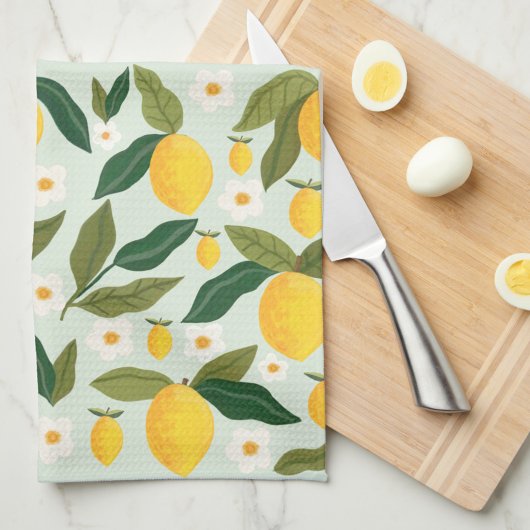 Citrus Lemon Blume Grüne Geschirrtuch