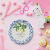 Citrus Lemon Blumenblätterung Blaue weiße Verlobun Pappteller (Party)
