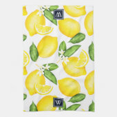 Citrus Lemon Botanical Monogram Geschirrtuch (Vertikal)