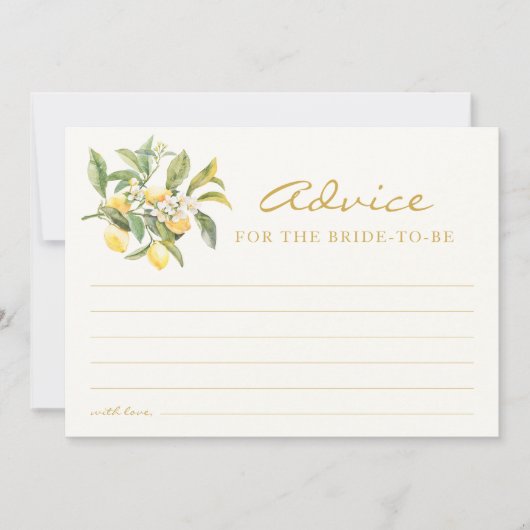Citrus Lemon Brautparty Advice Card Einladung (Vorderseite)