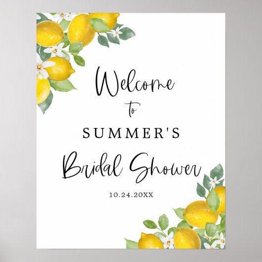 Citrus Lemon Brautparty Begrüßungszeichen Poster (Vorne)