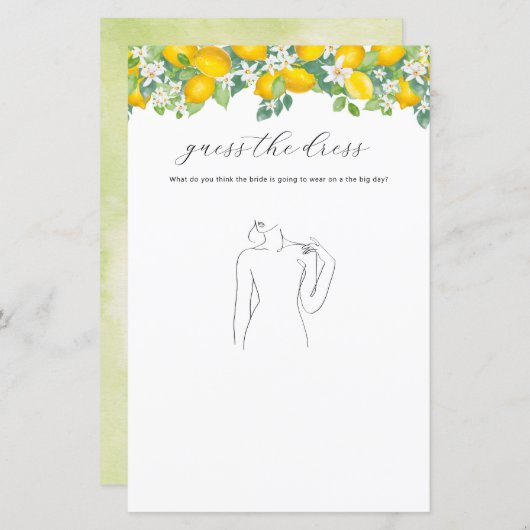 Citrus Lemon Brautparty Ratet das Dressspiel (Vorne/Hinten)